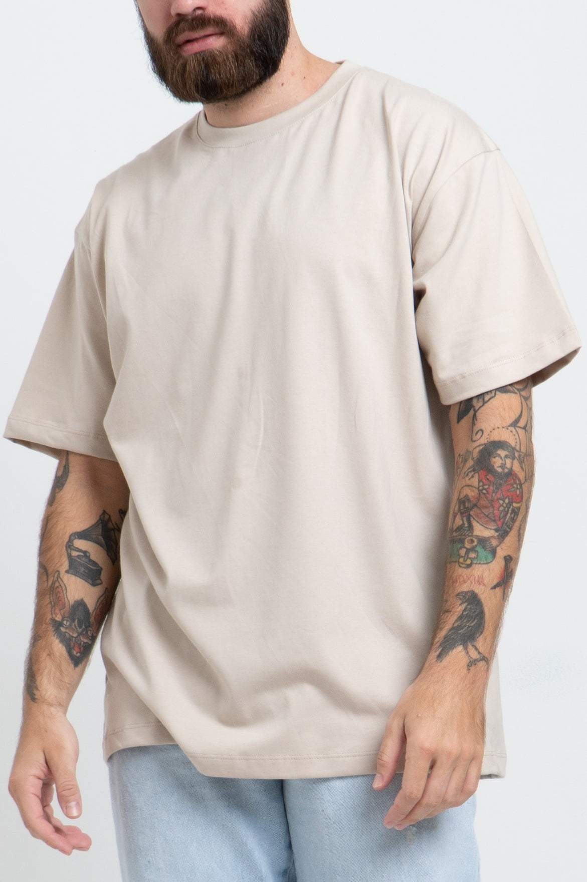 Camiseta Masculina Streetwear Bege Lisa FV2024022