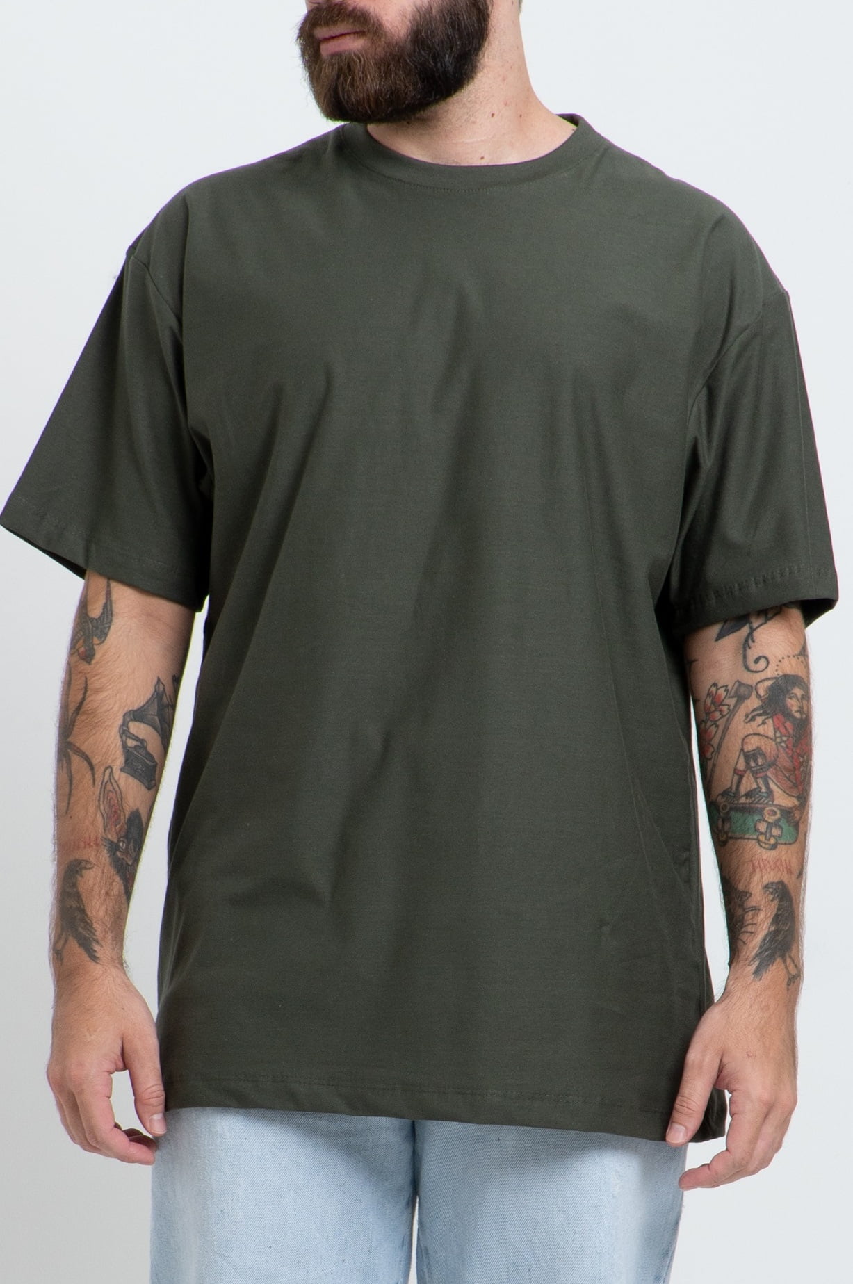 Camiseta Masculina Streetwear Verde Escuro Lisa FV2024030