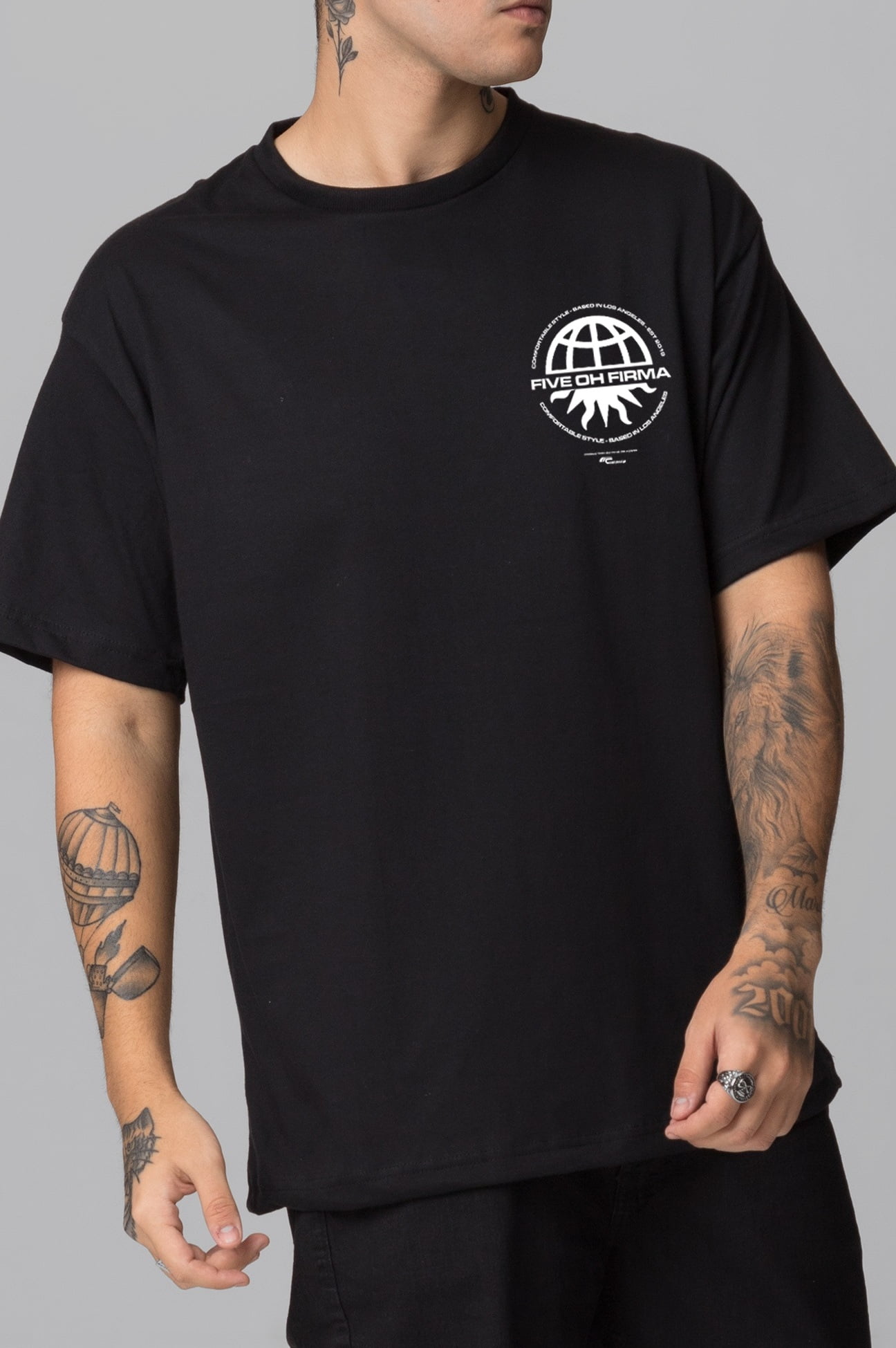 Camiseta Streetwear Masculina Five Oh Preta FV2024010