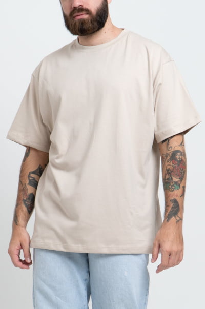 Camiseta Masculina Streetwear Bege Lisa FV2024022