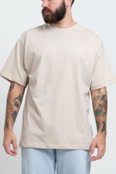 Camiseta Masculina Streetwear Bege Lisa FV2024022