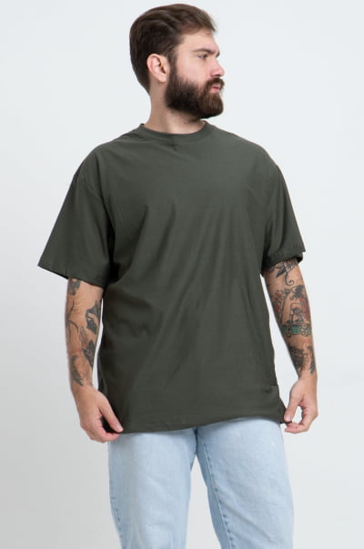 Camiseta Masculina Streetwear Verde Escuro Lisa FV2024030