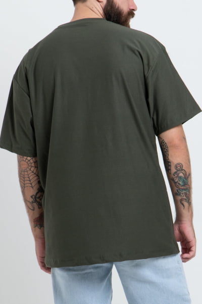 Camiseta Masculina Streetwear Verde Escuro Lisa FV2024030