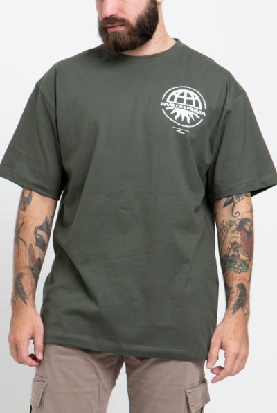 Camiseta Masculina Streetwear Verde Escuro FV2024024