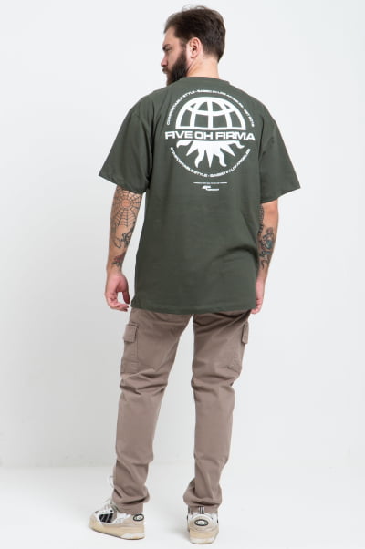 Camiseta Masculina Streetwear Verde Escuro FV2024024