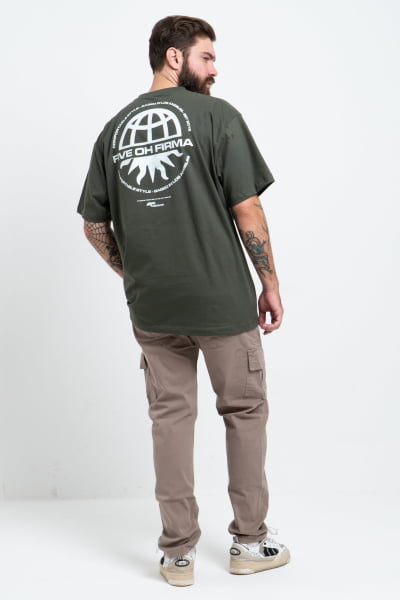 Camiseta Masculina Streetwear Verde Escuro FV2024024