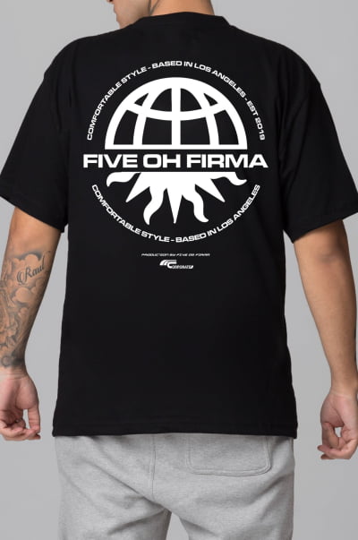 Camiseta Streetwear Masculina Five Oh Preta FV2024010