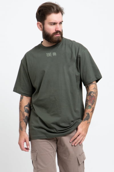 Camiseta Streetwear Masculina Verde Escuro FV2024045